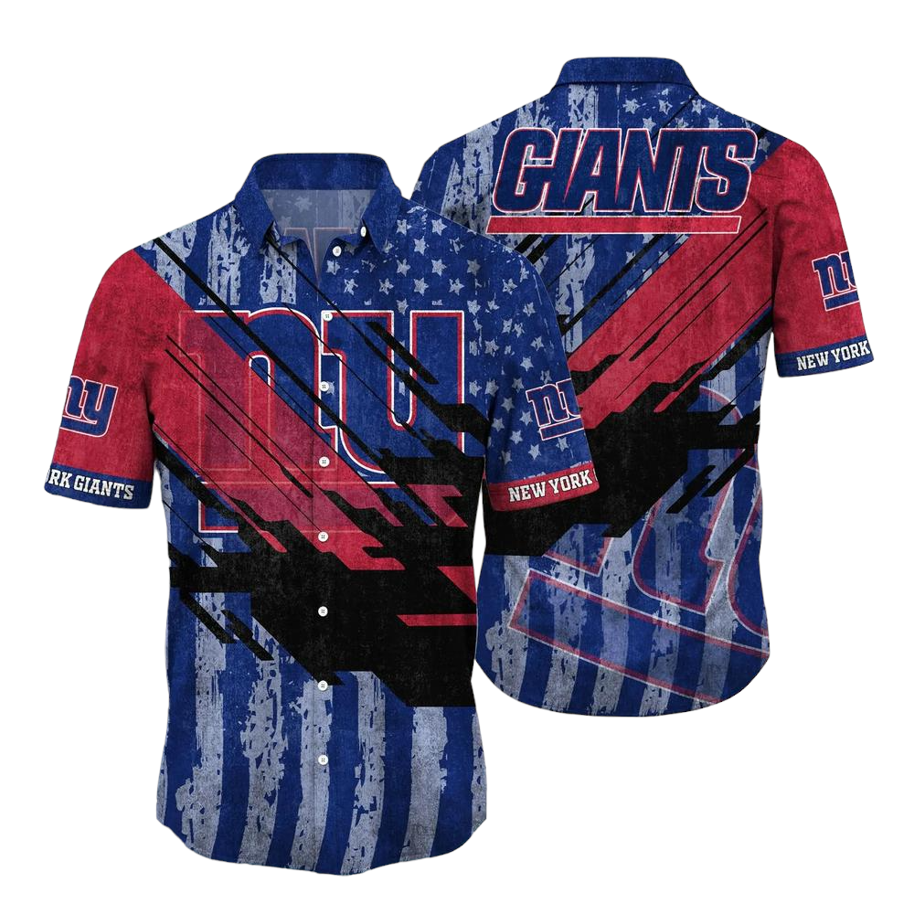 New York Giants NFL Football Hawaiian Shirt Short American Flag Print This Summer Gift For Fans