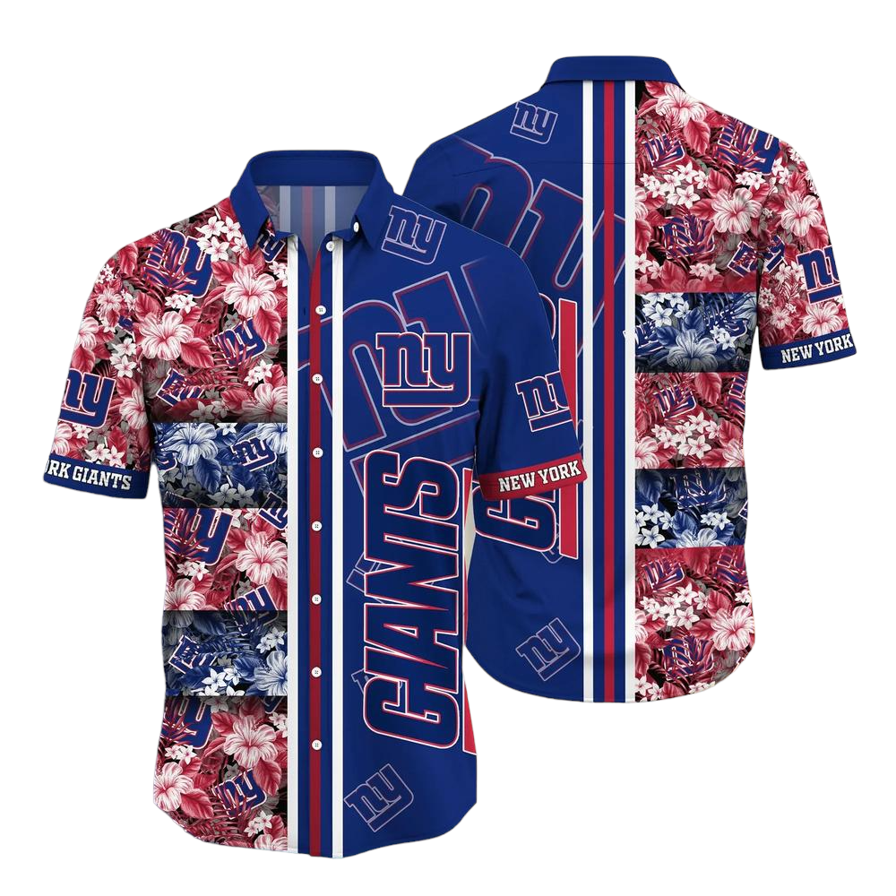 New York Giants NFL Graphic Tropical Pattern Hawaiian Shirt 3D Printed Beach Shirt Summer Gift For Fans