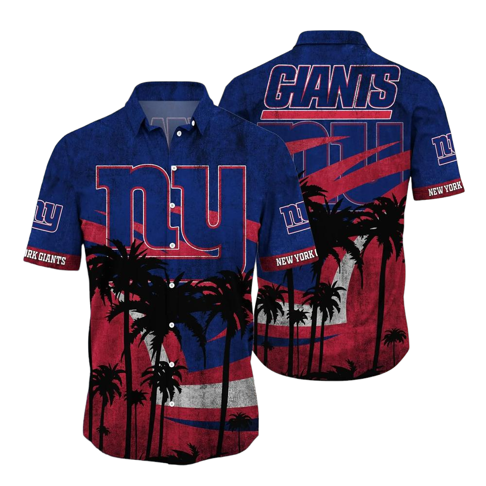 New York Giants NFL Hawaii Shirt Graphic Tropical Pattern Short Sleeve Hot Summer