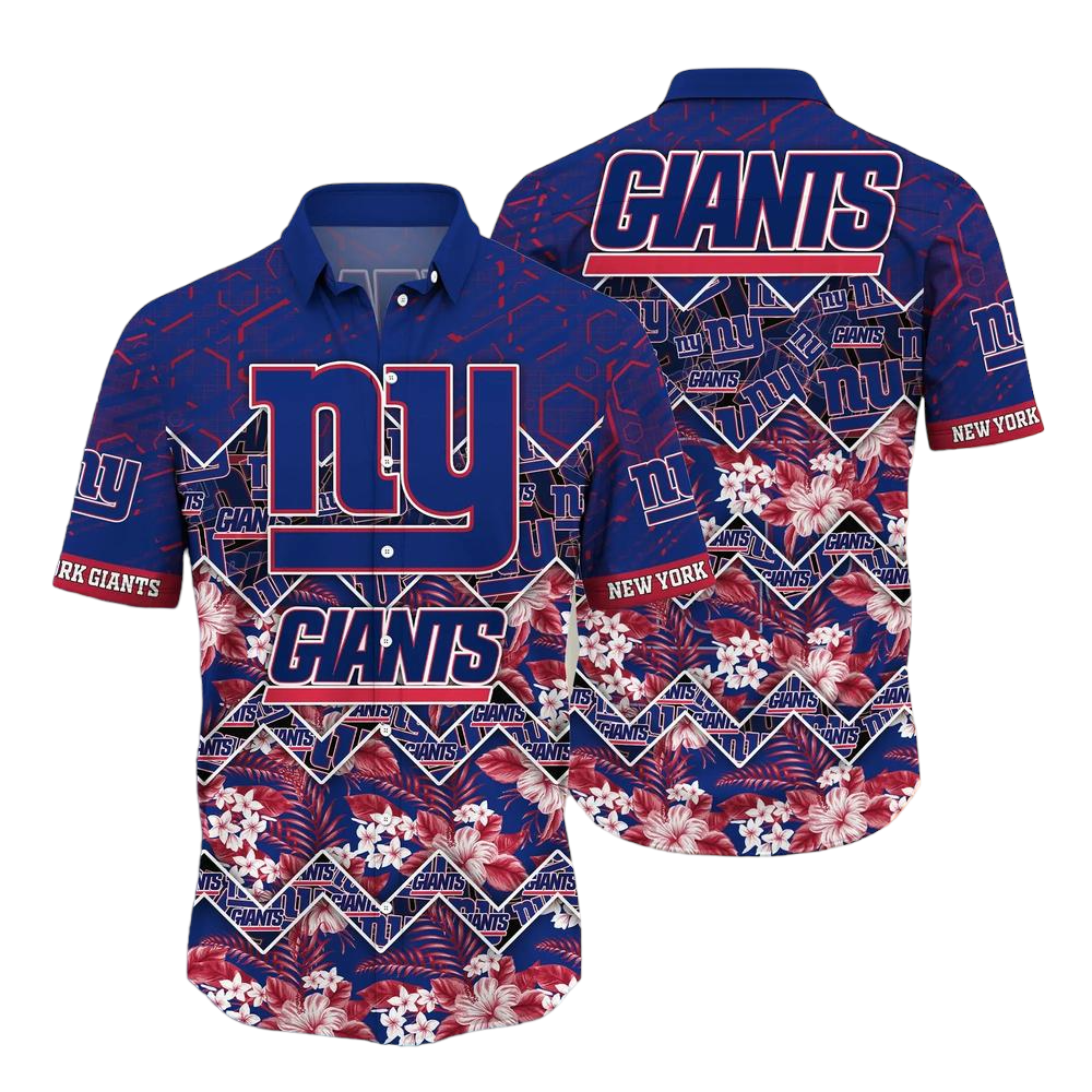 New York Giants NFL Hawaiian Shirt Graphic Tropical Pattern 3D Printed Beach Shirt Summer Gift For Fan
