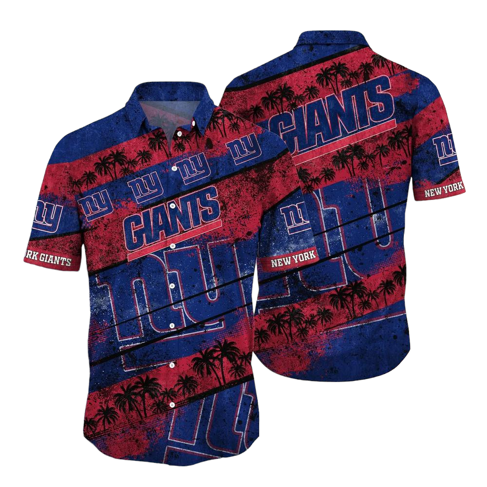 New York Giants NFL Hawaiian Shirt Graphic Tropical Pattern Short Sleeve Summer For Fans