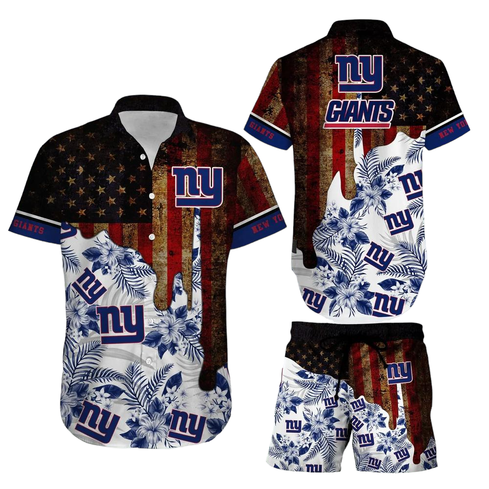 New York Giants NFL Hawaiian Shirt And Short Summer Vintage US Flag Best Gift For Men Women