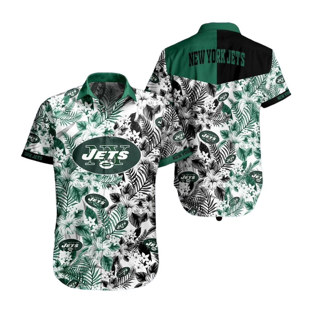 New York Jets NFL Beach Shirt Graphic Floral Pattern Print This Summer Hawaiian Shirt