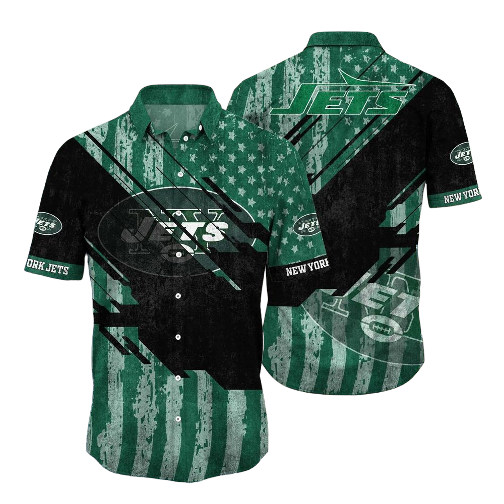 New York Jets NFL Football Hawaiian Shirt Short American Flag Print This Summer Gift For Fans