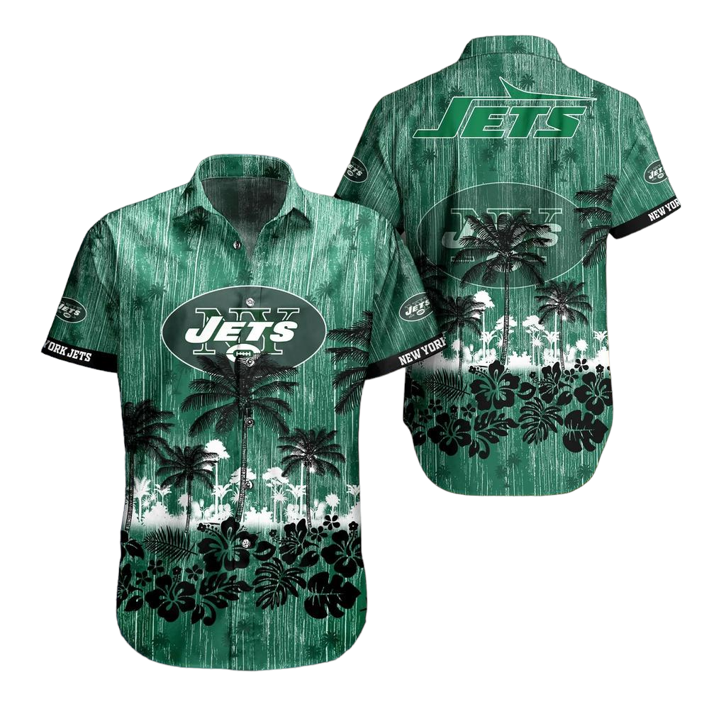 New York Jets NFL Hawaii Graphic Tropical Pattern Style Summer Hawaiian Shirt