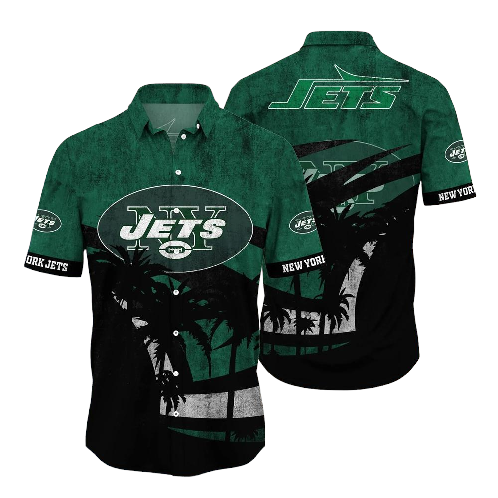 New York Jets NFL Hawaii Shirt Graphic Tropical Pattern Short Sleeve Hot Summer