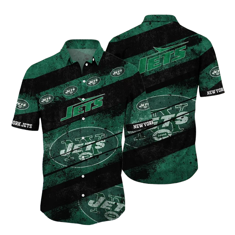 New York Jets NFL Hawaiian Shirt Graphic Tropical Pattern Short Sleeve Summer For Fans