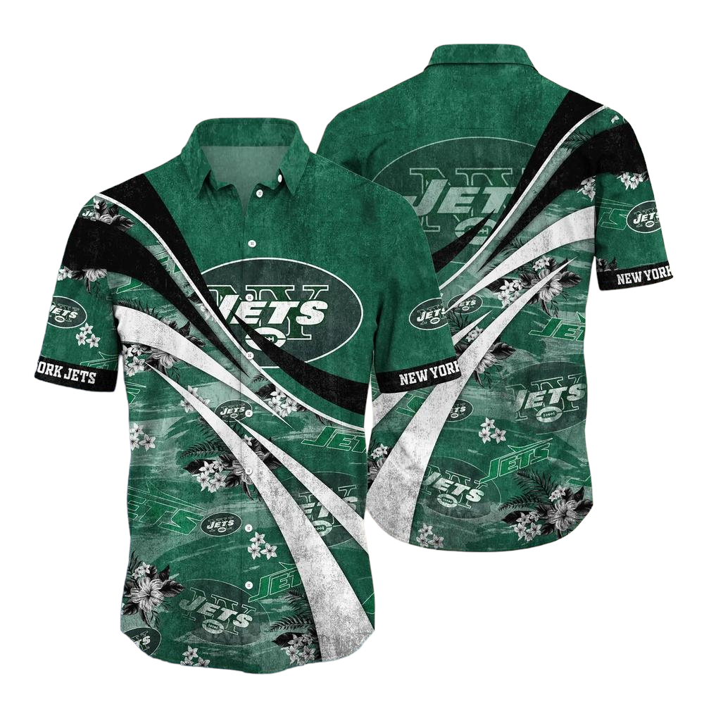New York Jets NFL Summer Hawaiian Shirt Floral Pattern Graphic For Football NFL Enthusiast