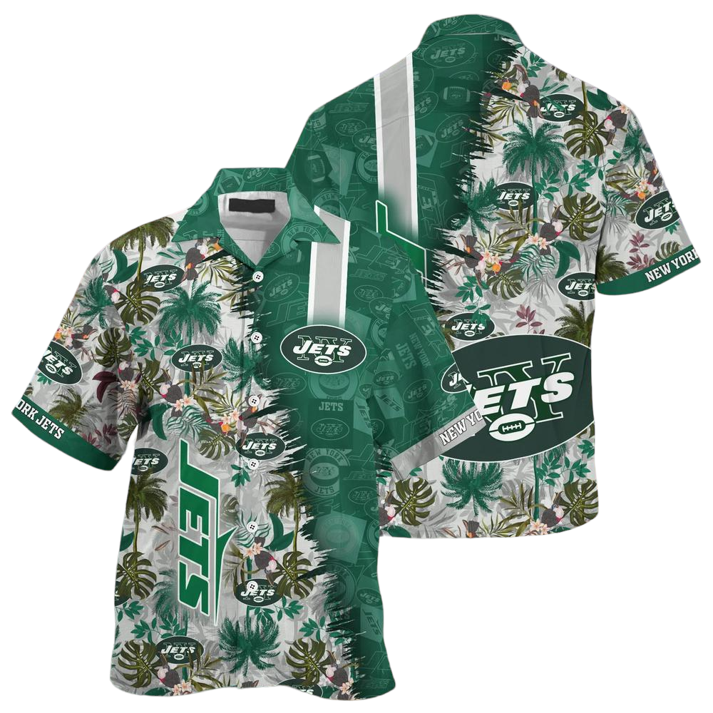 New York Jets NFL Team Football Beach Shirt Summer Button Down Hawaiian Shirt Fan Ever