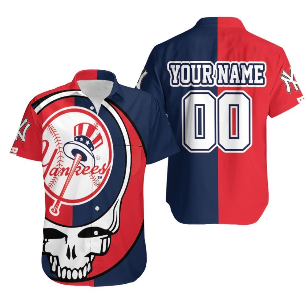 New York Yankees Grateful Dead Skull Bronx Bombers 3D Personalized Hawaiian Shirt Aloha Shirt for Men Women