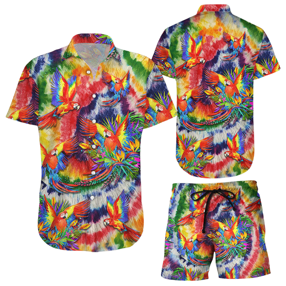 Parrot Hawaiian Shirt Colorful Parrot Tiedye Hawaii Shirt Gift For Parrot Lovers