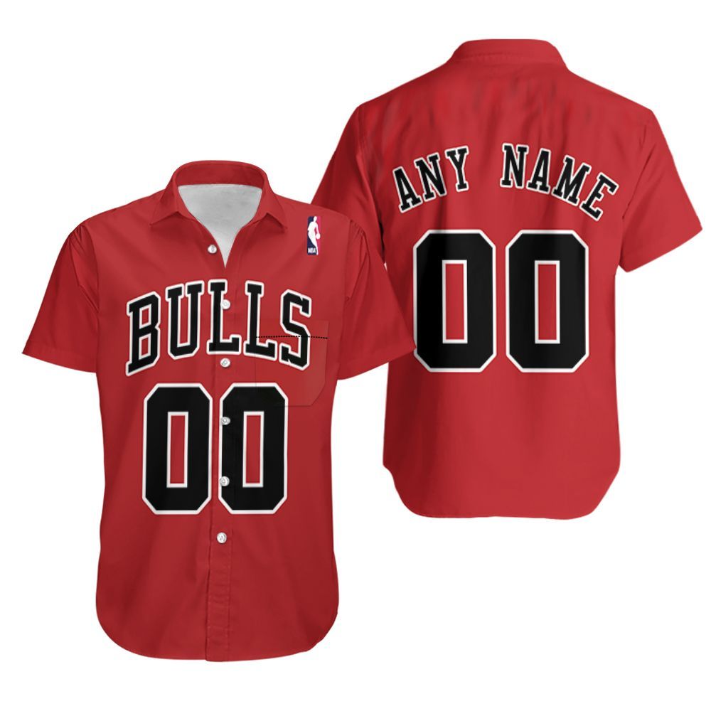 Personalized Chicago Bulls Any Name 00Red Team Jersey Inspired Style Hawaiian Shirt Aloha Shirt for Men Women