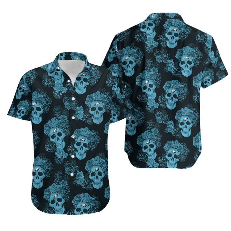 Philadelphia Eagles Mystery Skull And Flower Hawaii Shirt for Men Women