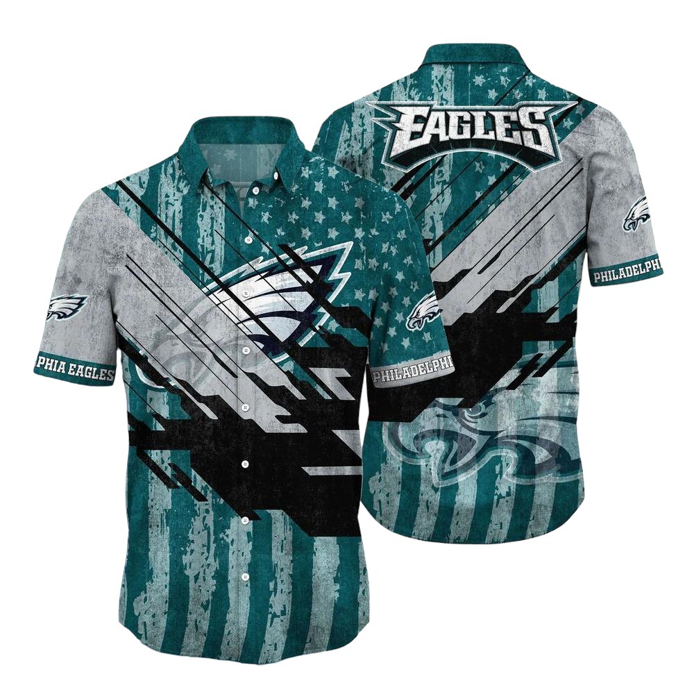 Philadelphia Eagles NFL Football Hawaiian Shirt Short American Flag Print This Summer Gift For Fans