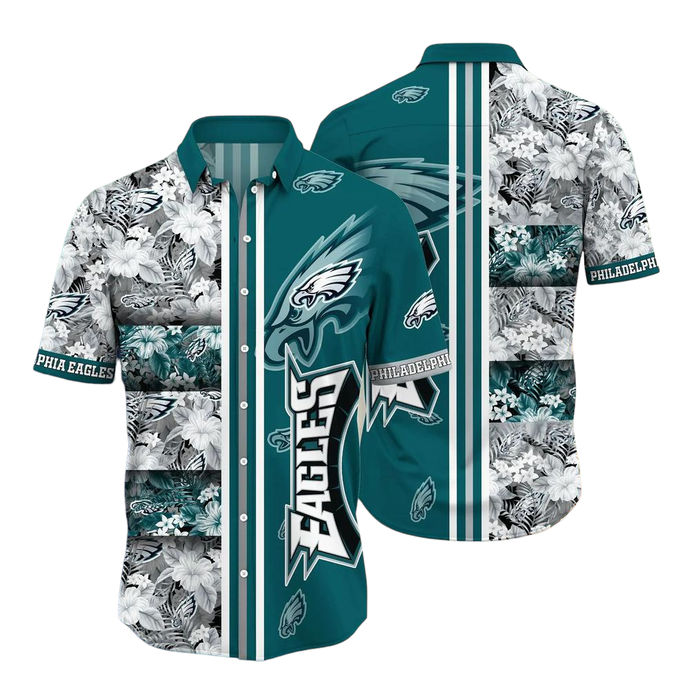 Philadelphia Eagles NFL Graphic Tropical Pattern Hawaiian Shirt 3D Printed Beach Shirt Summer Gift For Fans