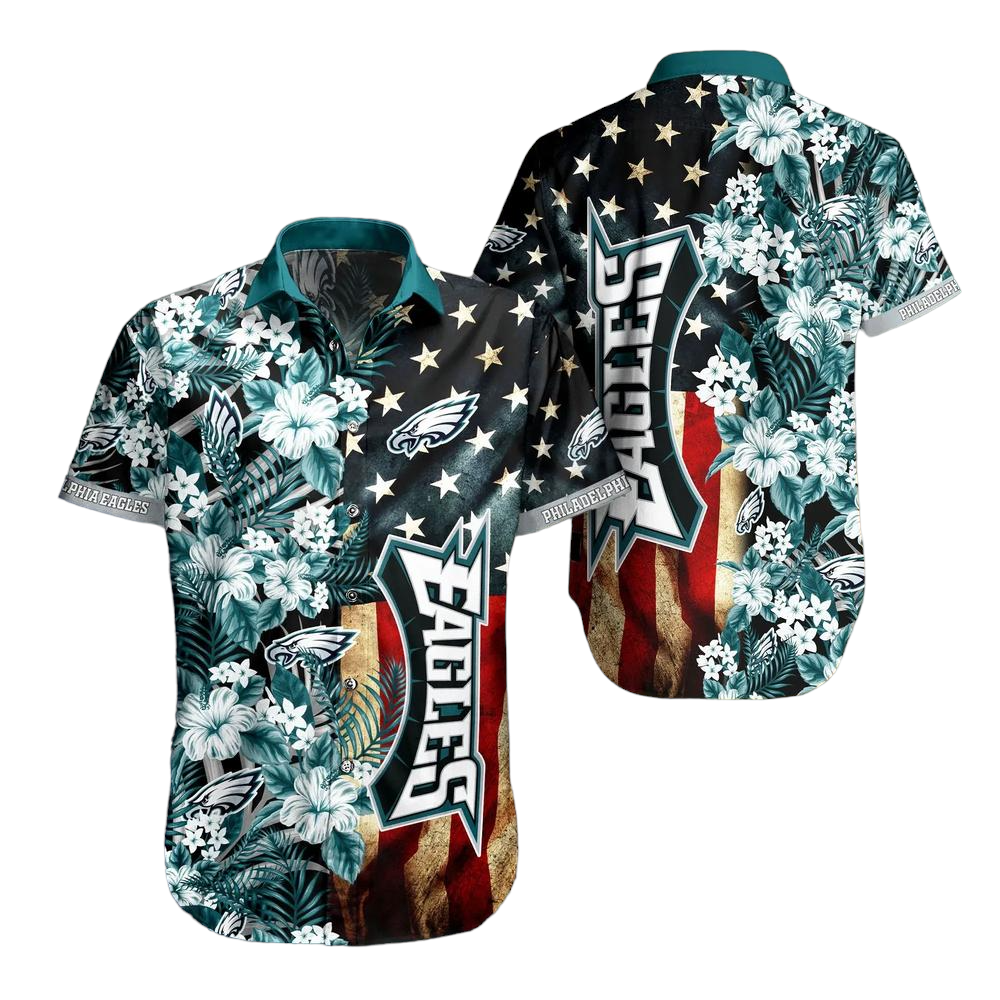 Philadelphia Eagles NFL Graphic US Flag Flower Hawaiian Shirt New Trends Summer Gift Ever Fans