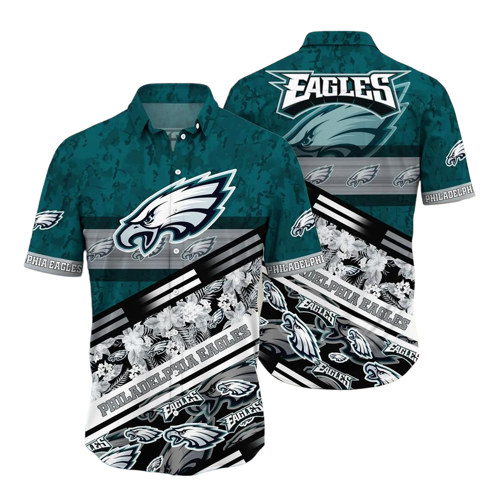 Philadelphia Eagles NFL Hawaiian Shirt Graphic Tropical Pattern 3D Printed Beach Shirt Summer Gift For Fans