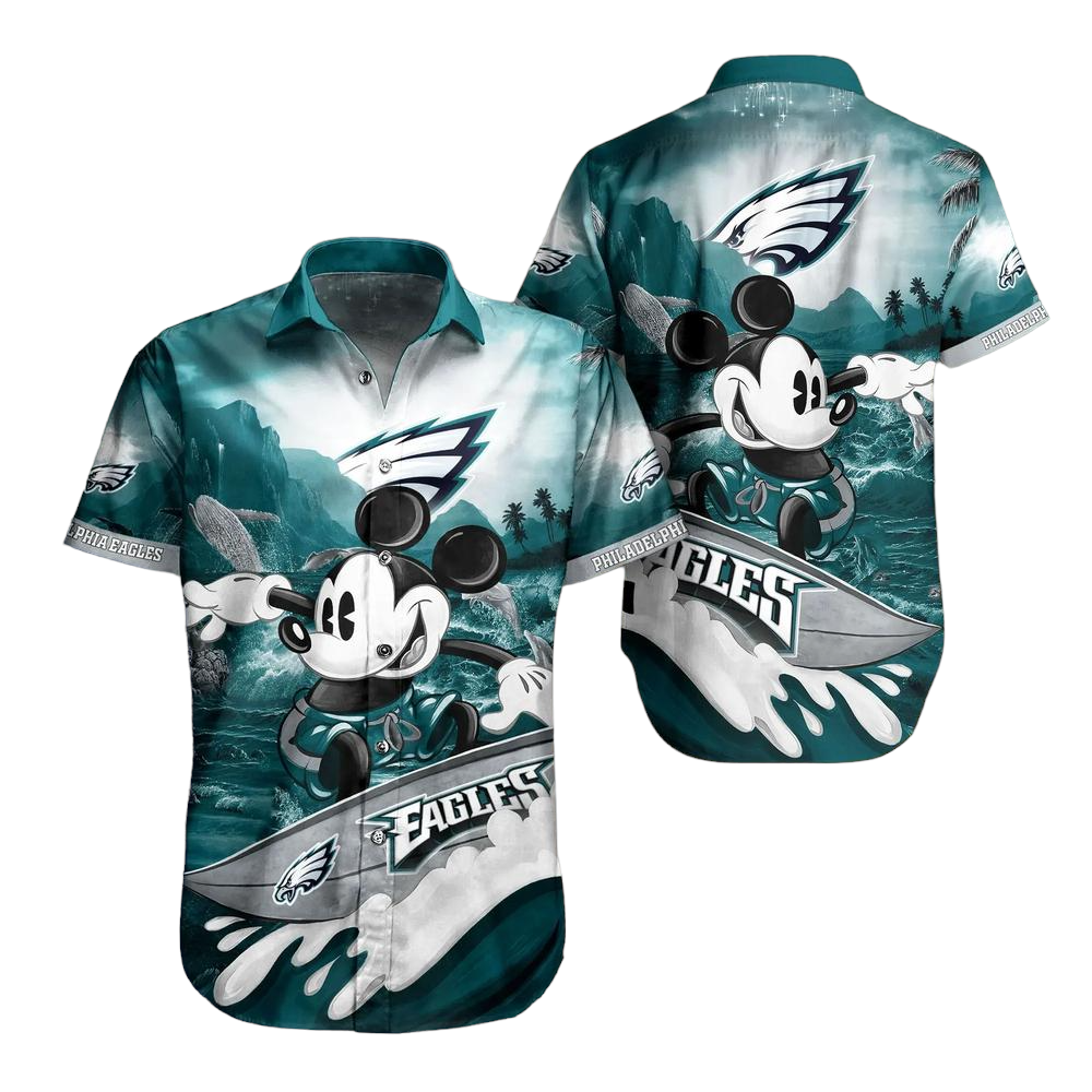 Philadelphia Eagles NFL Hawaiian Shirt Mickey Graphic 3D Printed Gift For Fans