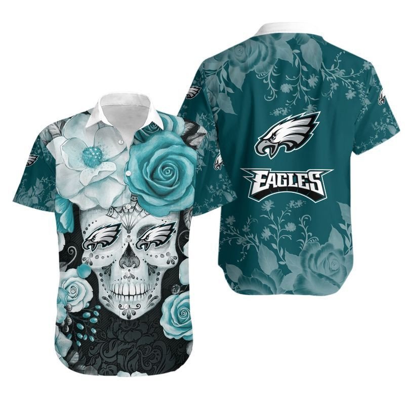 Philadelphia Eagles Skull NFL Gift For Fan Hawaiian Shirt Aloha Shirt for Men Women