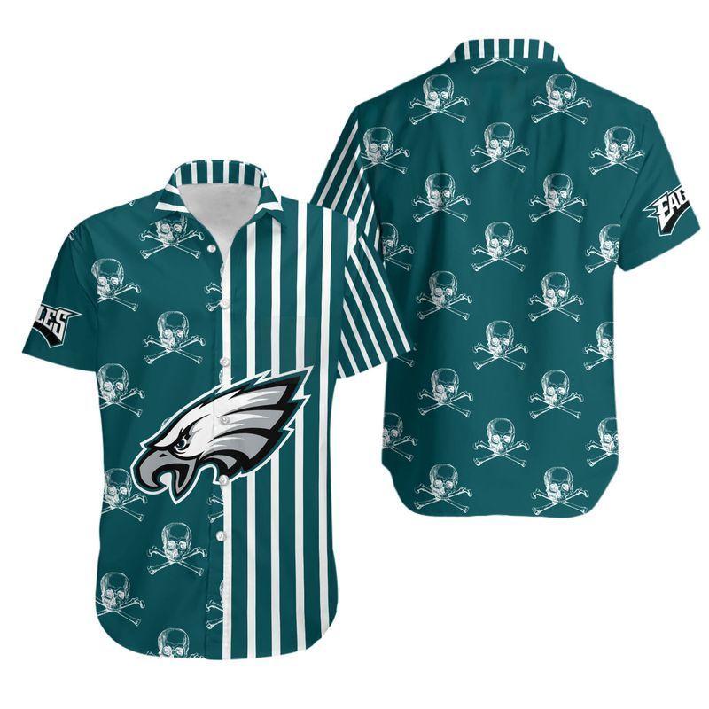 Philadelphia Eagles Stripes and Skull Hawaii Shirt for Men Women