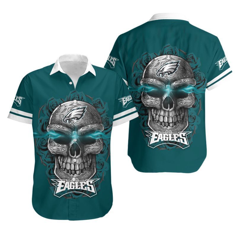 Philadelphia Eagles Sugar Skull NFL Gift For Fan Hawaiian Shirt Aloha Shirt for Men Women