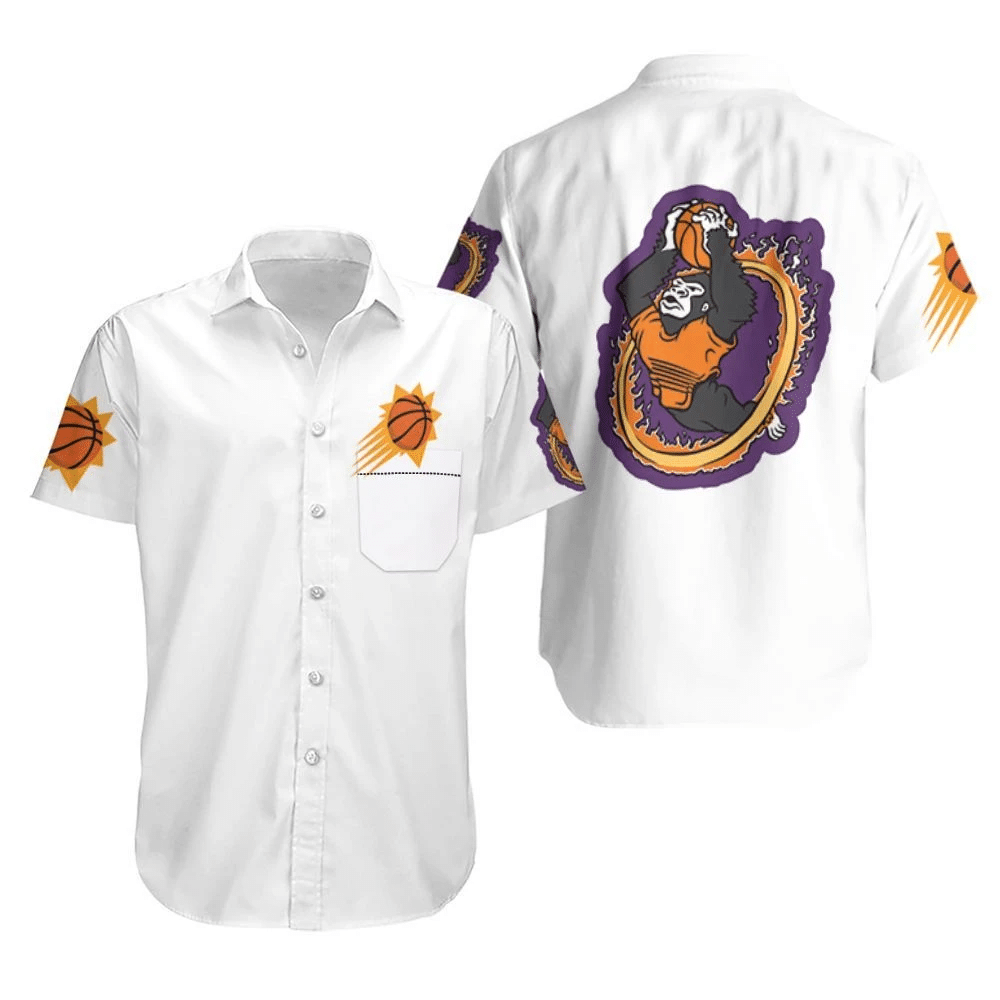 Phoenix Suns Basketball Classic Mascot Logo Gift For Suns Fans White Hawaiian Shirt Aloha Shirt for Men Women Combo Beach