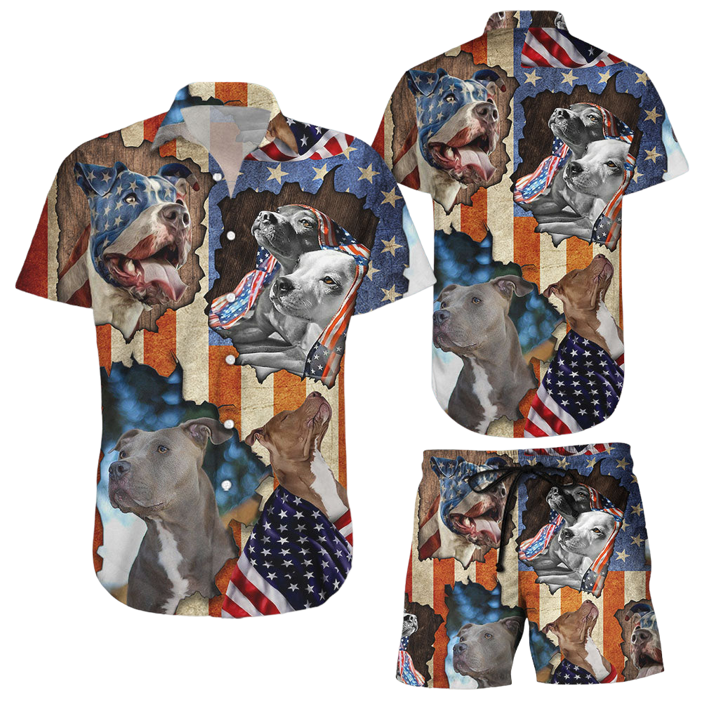 Pitbull Hawaiian Shirt Independent Day Pitbull American Hawaii Shirt Patriotic Presents