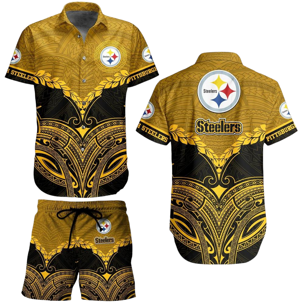 Pittsburgh Steelers Football NFL Hawaiian Shirt Polynesian Pattern New Summer Gift For Men Women Fans