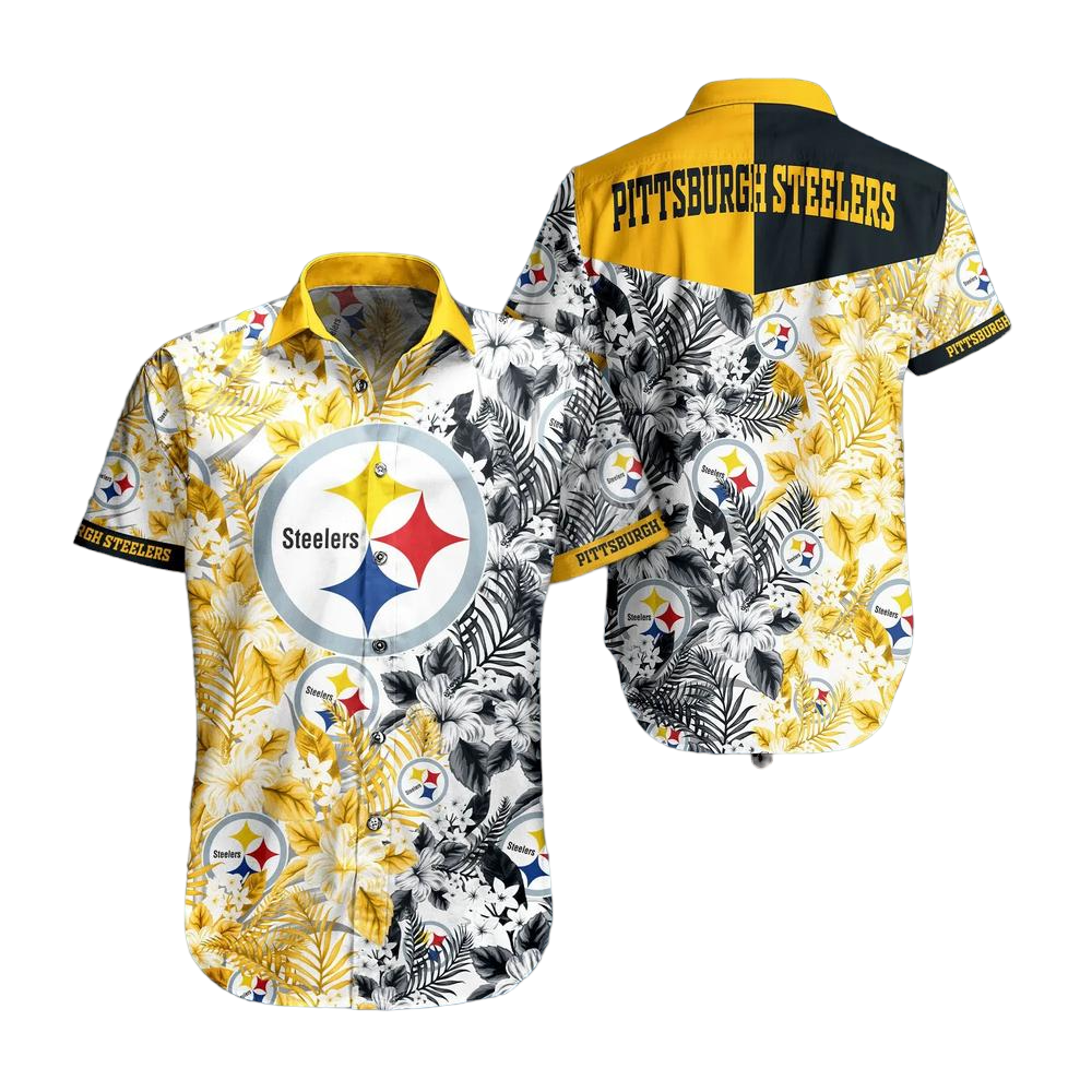 Pittsburgh Steelers NFL Beach Shirt Graphic Floral Pattern Print This Summer Hawaiian Shirt