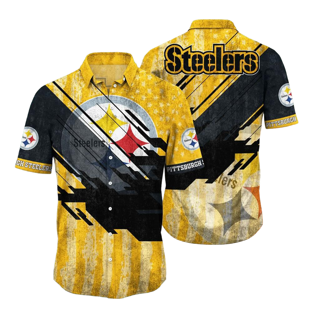 Pittsburgh Steelers NFL Football Hawaiian Shirt Short American Flag Print This Summer Gift For Fans