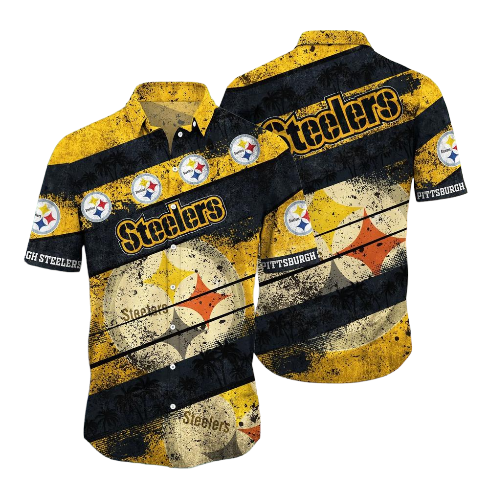 Pittsburgh Steelers NFL Hawaiian Shirt Graphic Tropical Pattern Short Sleeve Summer For Fans