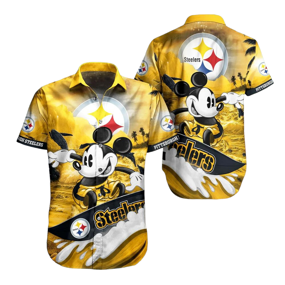 Pittsburgh Steelers NFL Hawaiian Shirt Mickey Graphic 3D Printed Gift For Fans