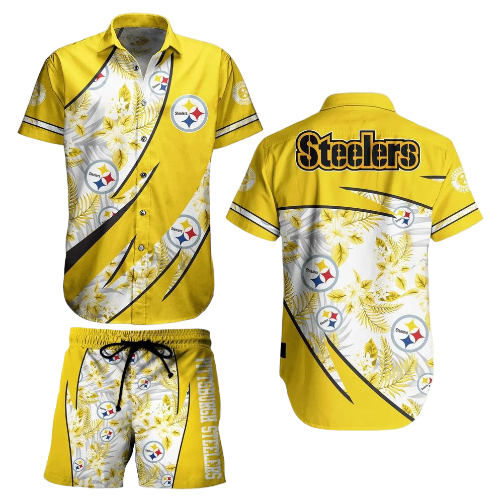 Pittsburgh Steelers NFL Hawaiian Shirt And Short Style Tropical Graphic Summer For Awesome Fans