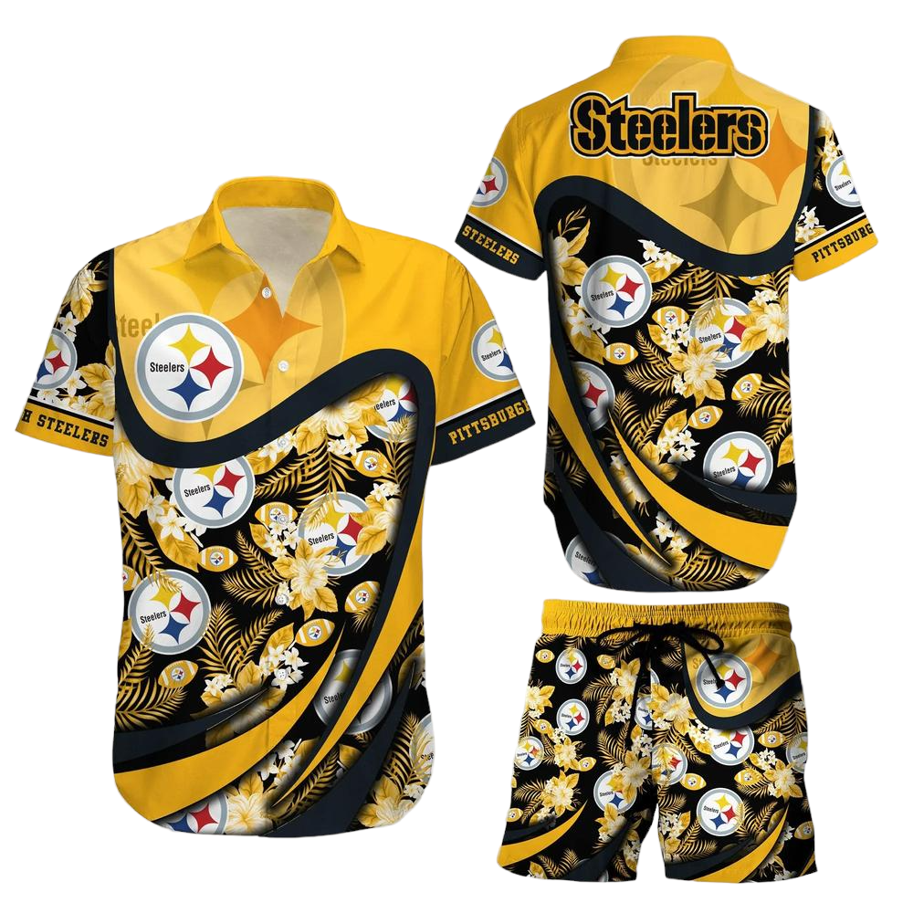 Pittsburgh Steelers NFL Hawaiian Shirt And Short Tropical Pattern Beach Shirt New Gift For Sports Fans