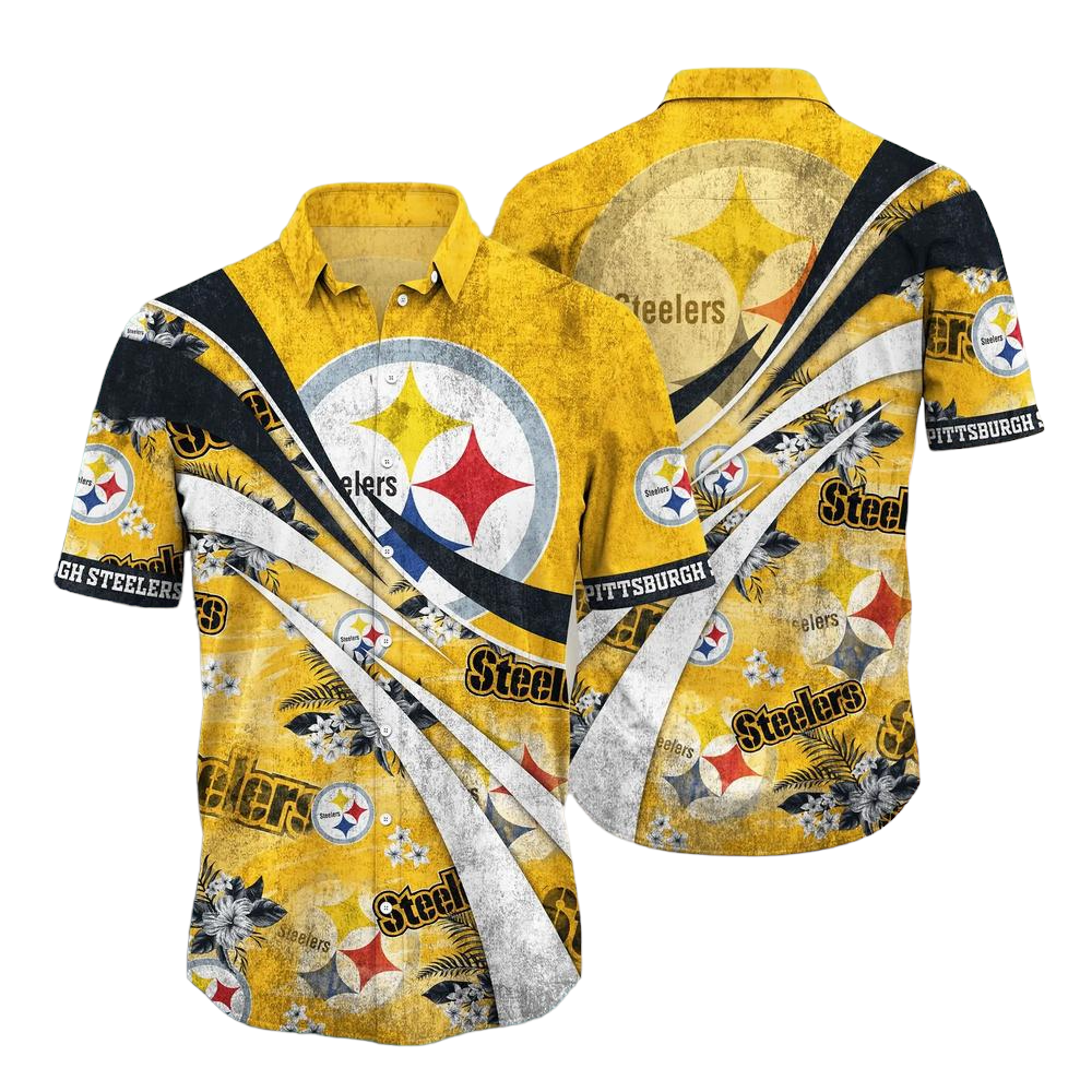 Pittsburgh Steelers NFL Summer Hawaiian Shirt Floral Pattern Graphic For Football NFL Enthusiast