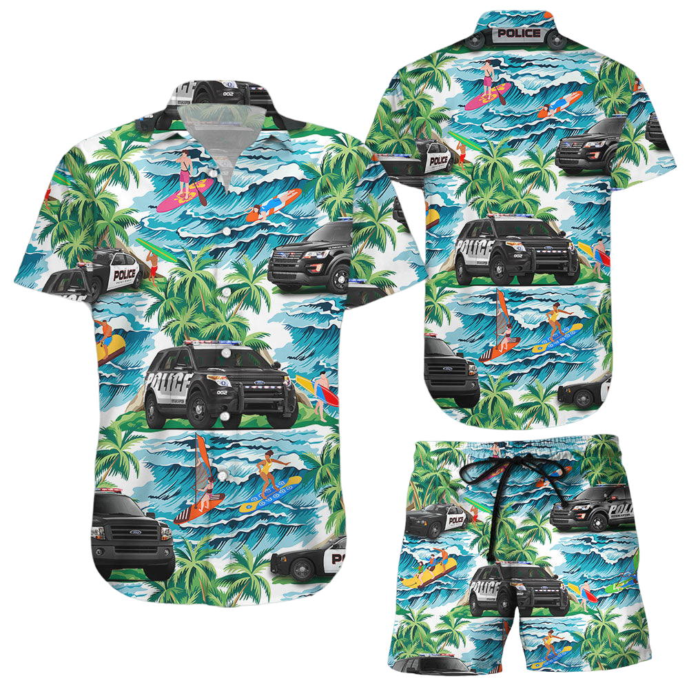 Police Hawaii Shirt Police With Surfing Aloha Tropical Hawaiian Shirt Gifts For Summer Holiday