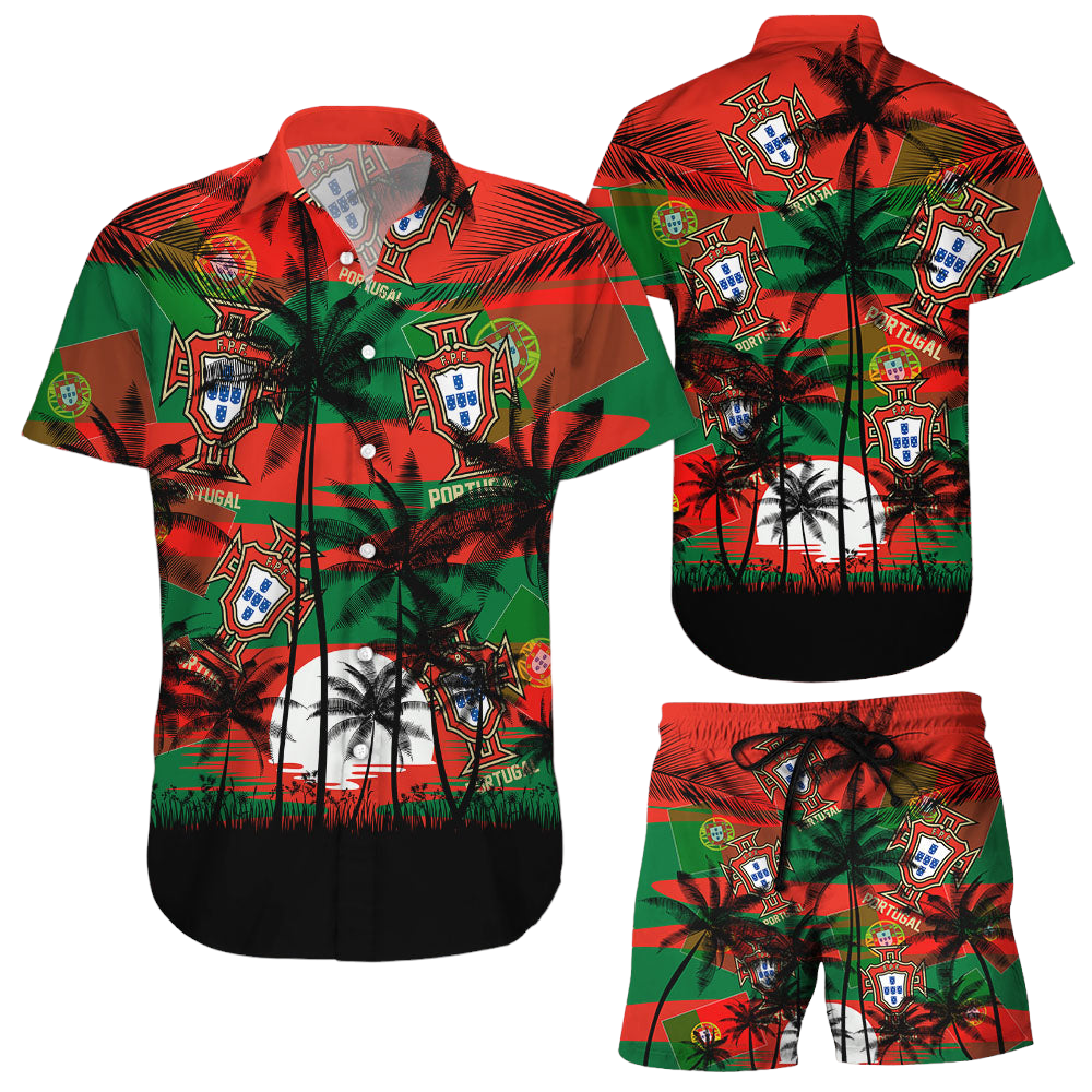 Portugal Coconut Pattern Hawaiian Soccer Team World Cup 2022 Qatar Champions Football Gift Fans World Cup 3D Hawaiian Shirt