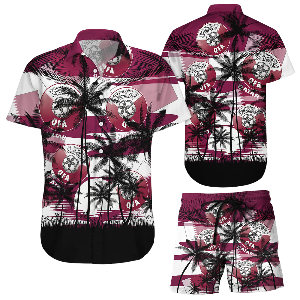 Qatar Coconut Pattern Hawaiian Soccer Team World Cup 2022 Qatar Champions Football Gift Fans World Cup 3D Hawaiian Shirt