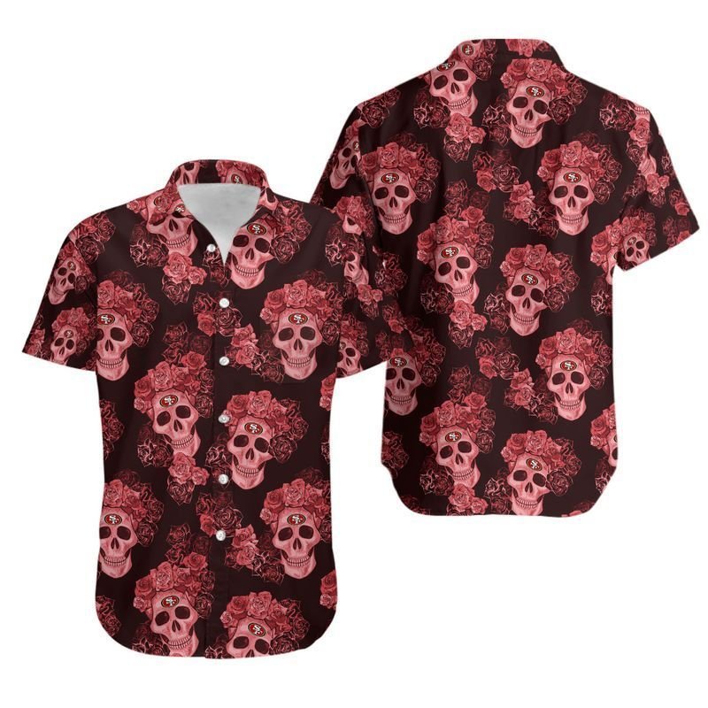 San Francisco 49ers Mystery Skull And Flower Hawaii Shirt for Men Women