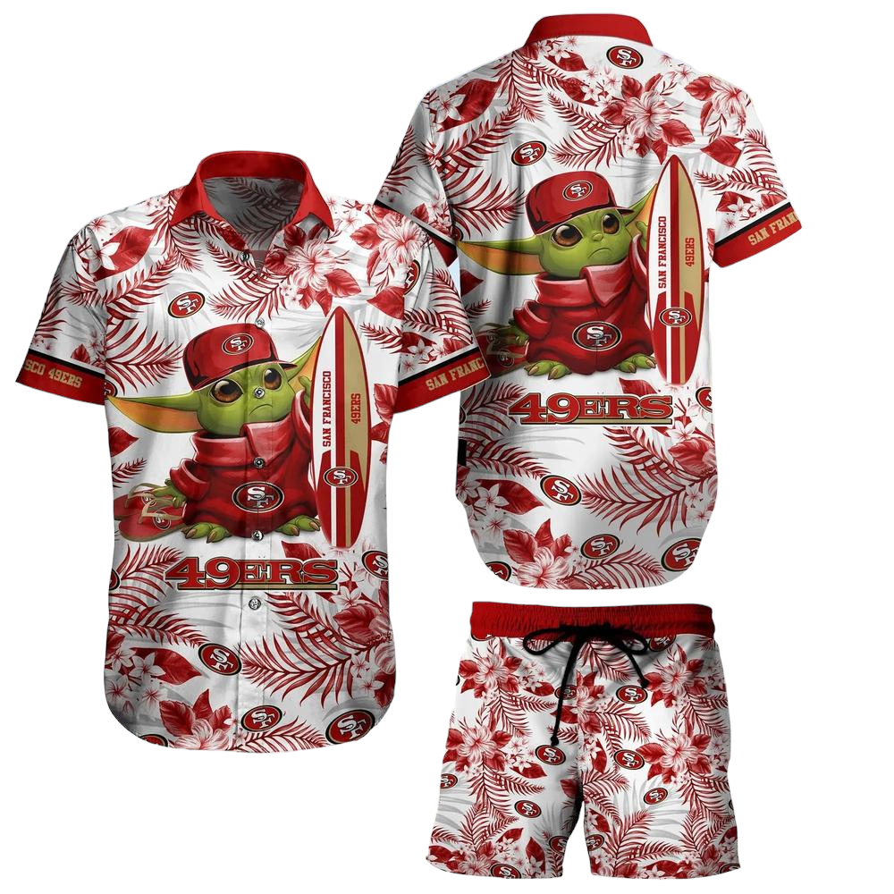 San Francisco 49ers NFL Baby Yoda Hawaiian Shirt And Short Style Tropical Pattern Summer Best Gift For Fan