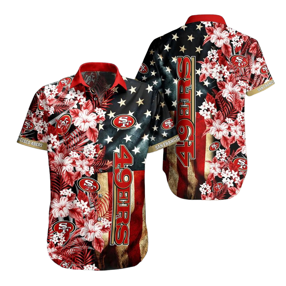 San Francisco 49ers NFL Graphic US Flag Flower Hawaiian Shirt New Trends Summer Gift Ever Fans