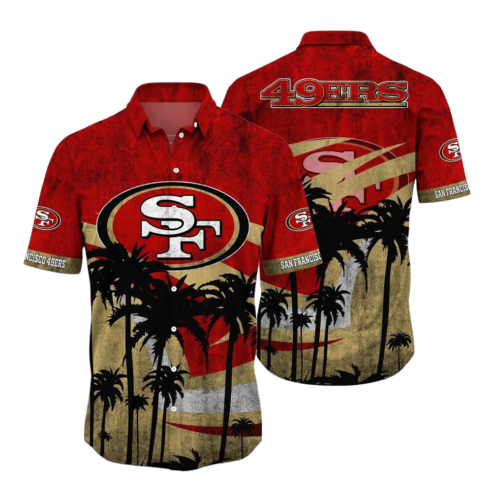 San Francisco 49ers NFL Hawaii Shirt Graphic Tropical Pattern Short Sleeve Hot Summer