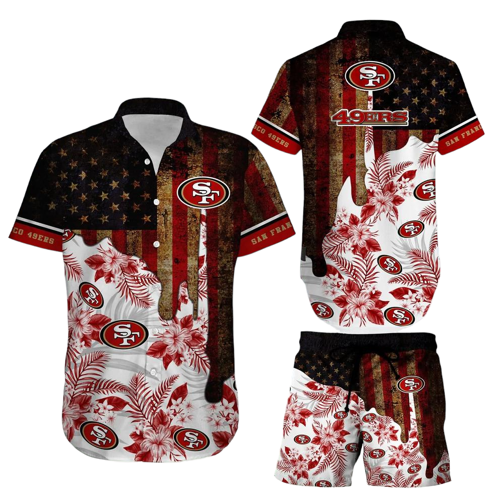 San Francisco 49ers NFL Hawaiian Shirt And Short Summer Vintage US Flag Best Gift For Men Women