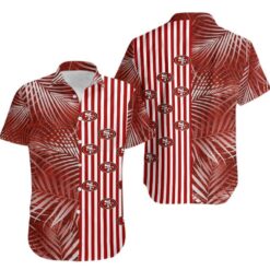 San Francisco 49ers Palm Leaves And Stripes NFL Gift For Fan Hawaiian Shirt Aloha Shirt for Men Women