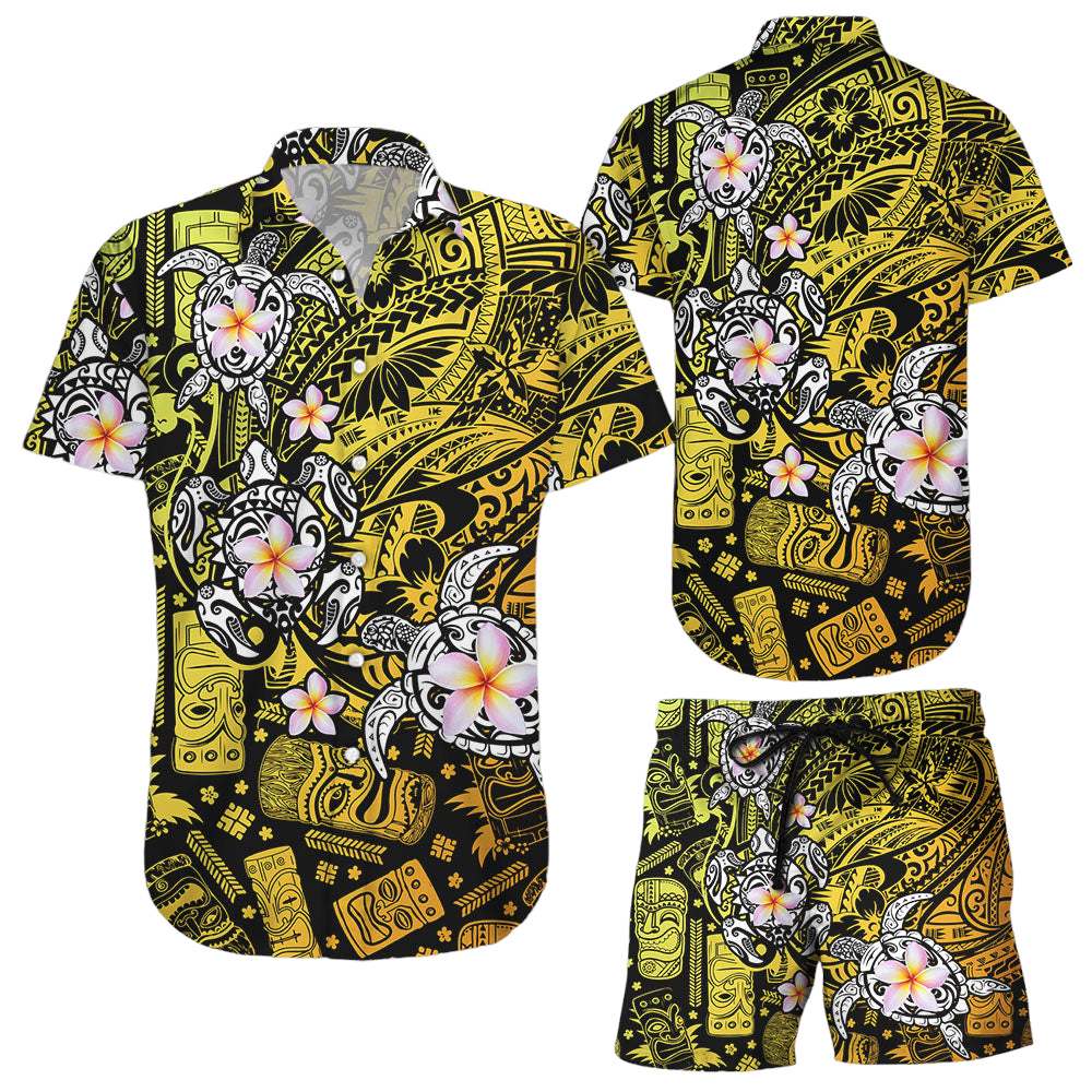 SeaTurtle Hawaiian Shirt Maori Tiki Tattoo Turtle Flowers Hawaii Shirt Tropical Themed Gifts