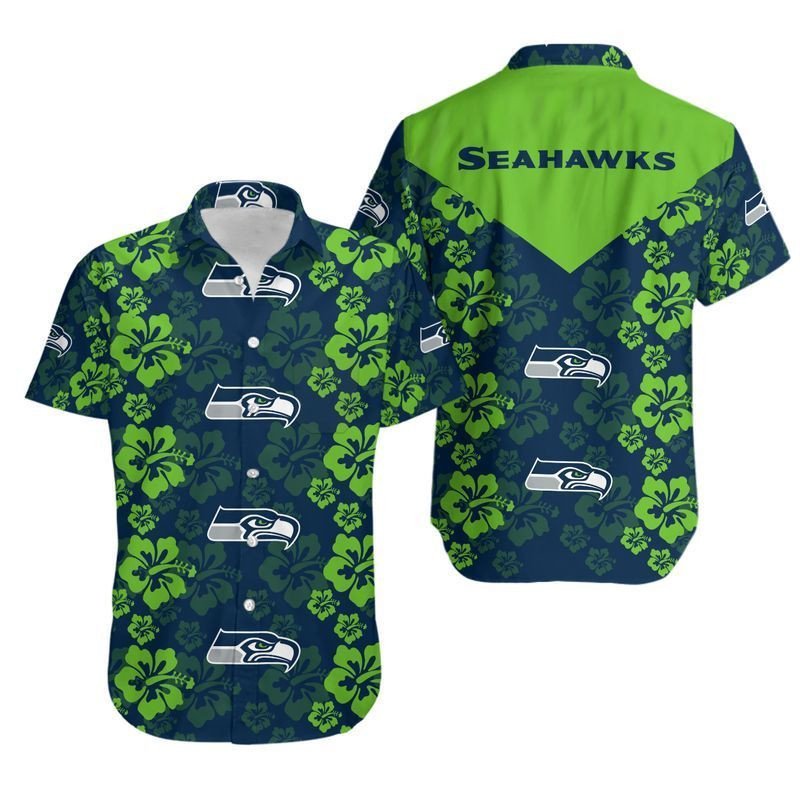 Seattle Seahawks Flowers Hawaiian Shirt Aloha Shirt for Men Women