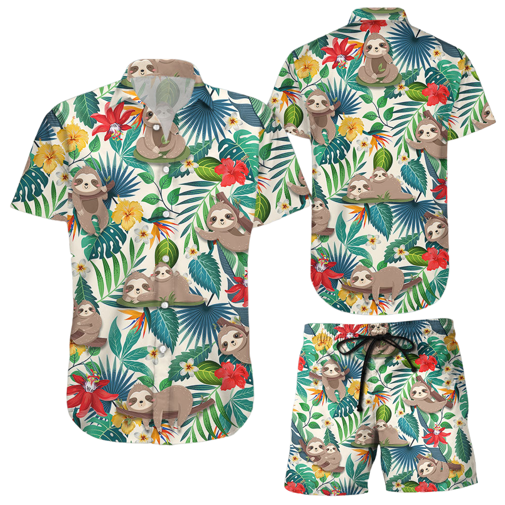 Sloth Hawaiian Shirt Tropical Cute Sloth Hawaii Shirt Presents For Summer Holidays
