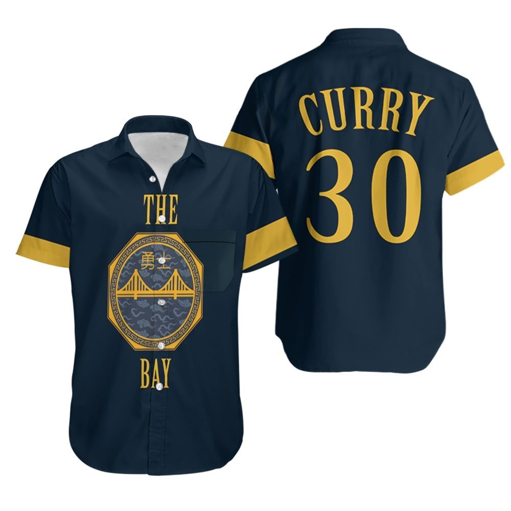 Stephen Curry Golden State Warriors City Edition Navy Jersey Hawaiian Shirt Aloha Shirt for Men Women