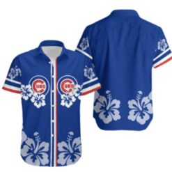 Stocktee Chicago Cubs Hibicus And Logo Limited Edition Hawaiian Shirt Aloha Shirt for Men Women