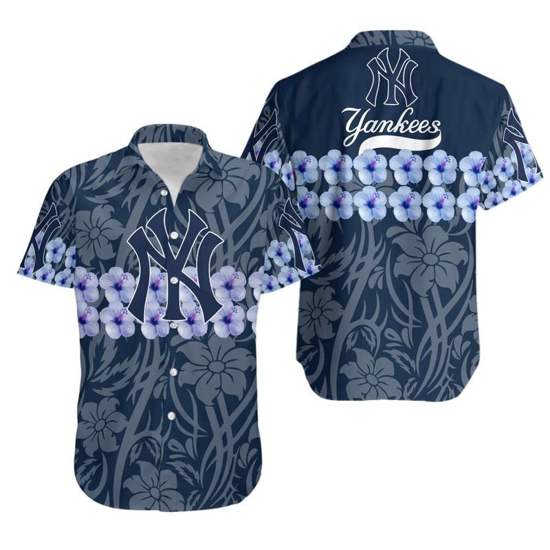 Stocktee New York Yankees Flower And Logo Limited Edition Hawaiian Shirt Aloha Shirt for Men Women